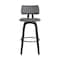 Armen Living Pico 30" Swivel Black Wood Bar Stool in Gray Faux Leather with Black Metal LCPIBABLKGRY30 - alternate 8
